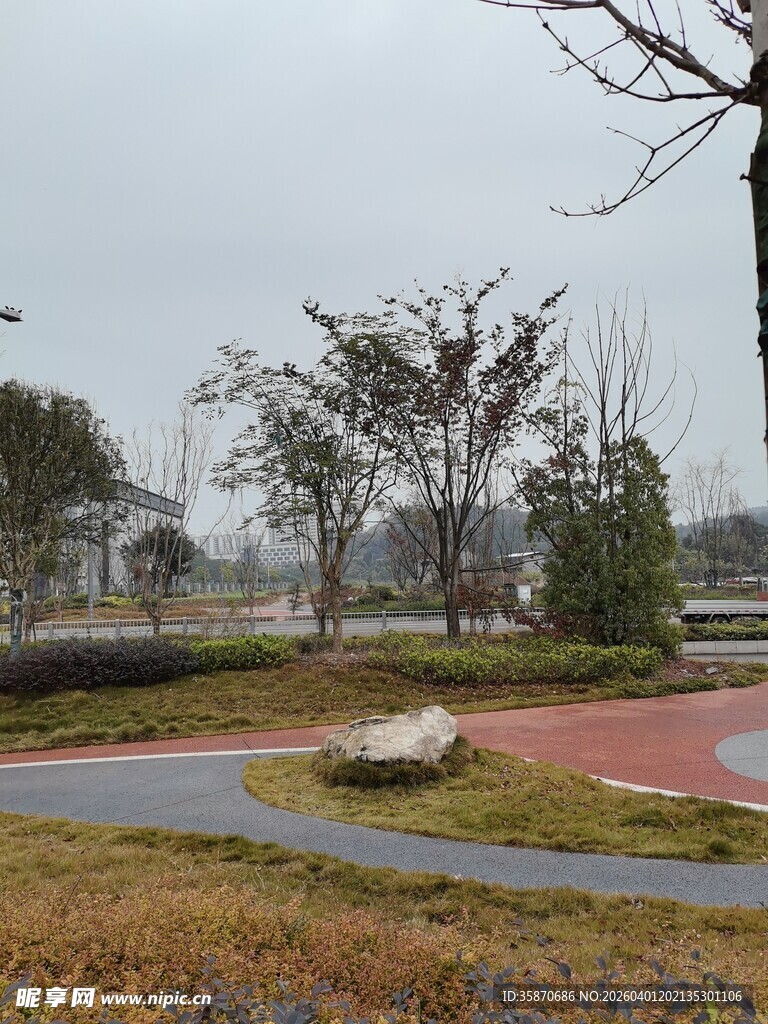 城市公园中的宁静步道