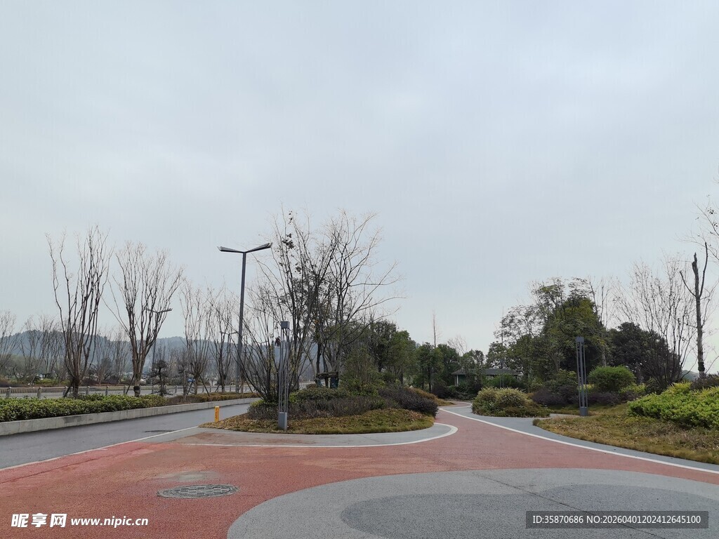 城市道路旁的开阔景观