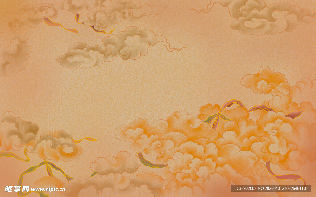 古风金色云纹装饰图案