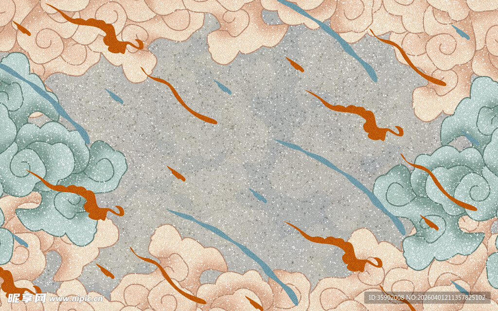 中式云纹飞鸟精美图案