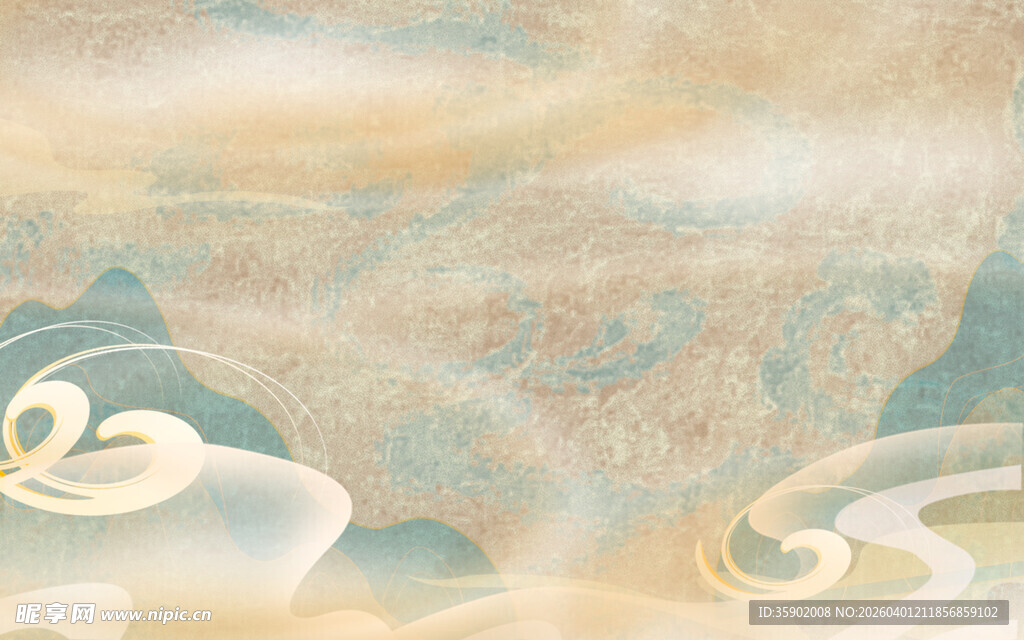 古风山水云纹装饰图案