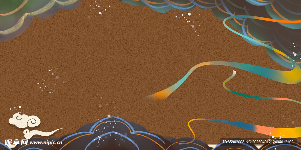 古风奇幻灵动飘带与云景