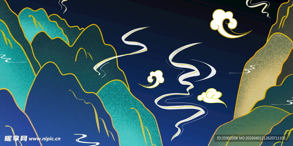 梦幻山水间的云雾缭绕