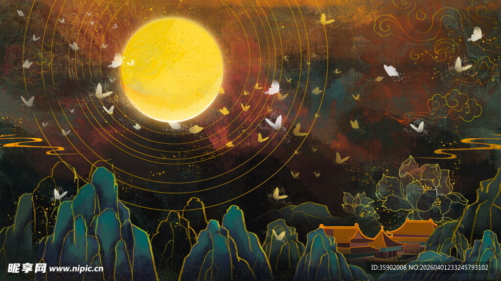 奇幻月夜下的山林飞鸟