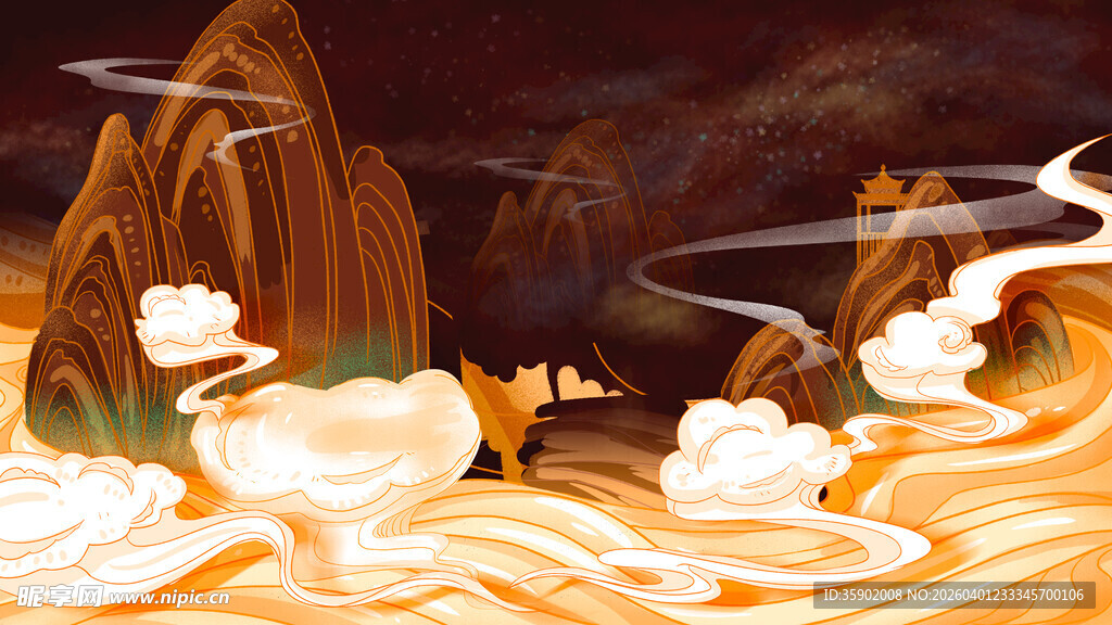 梦幻国风山水云雾景观