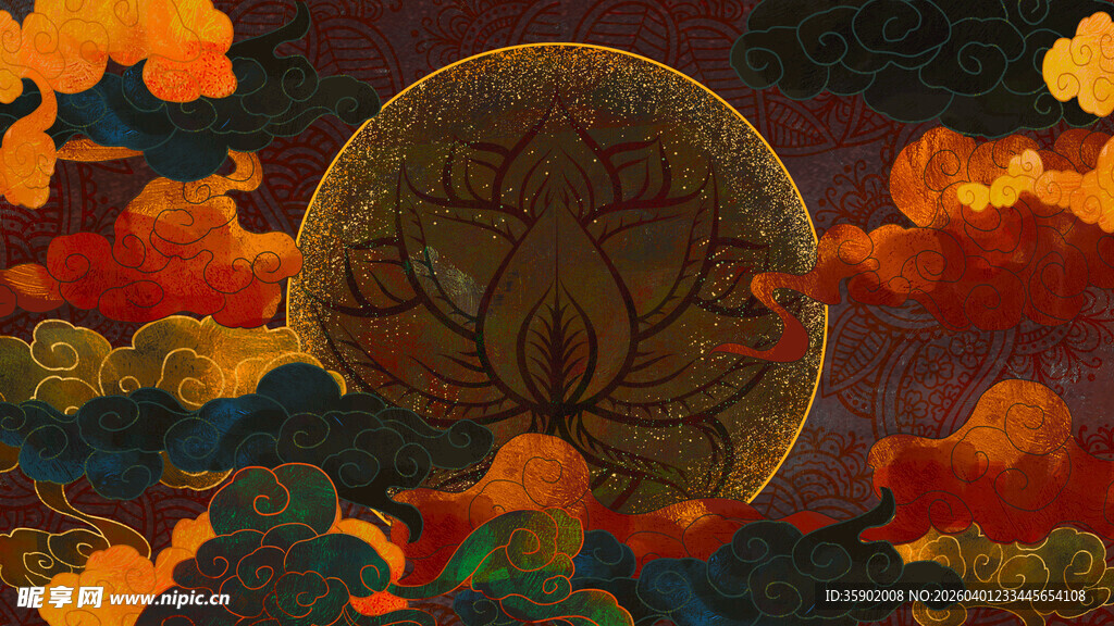 梦幻莲花星球与绚烂云彩