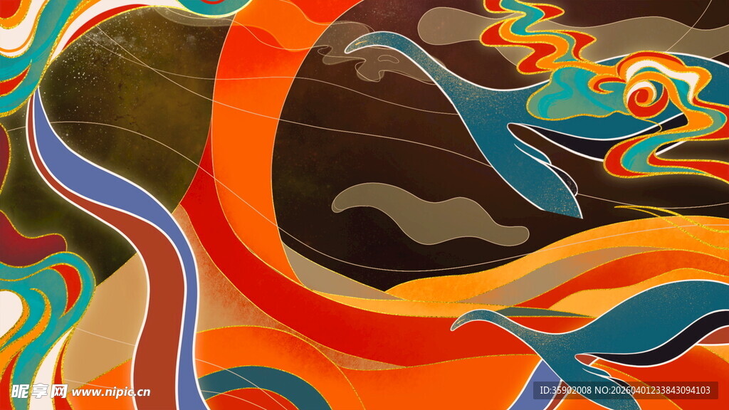 抽象多彩线条艺术图案