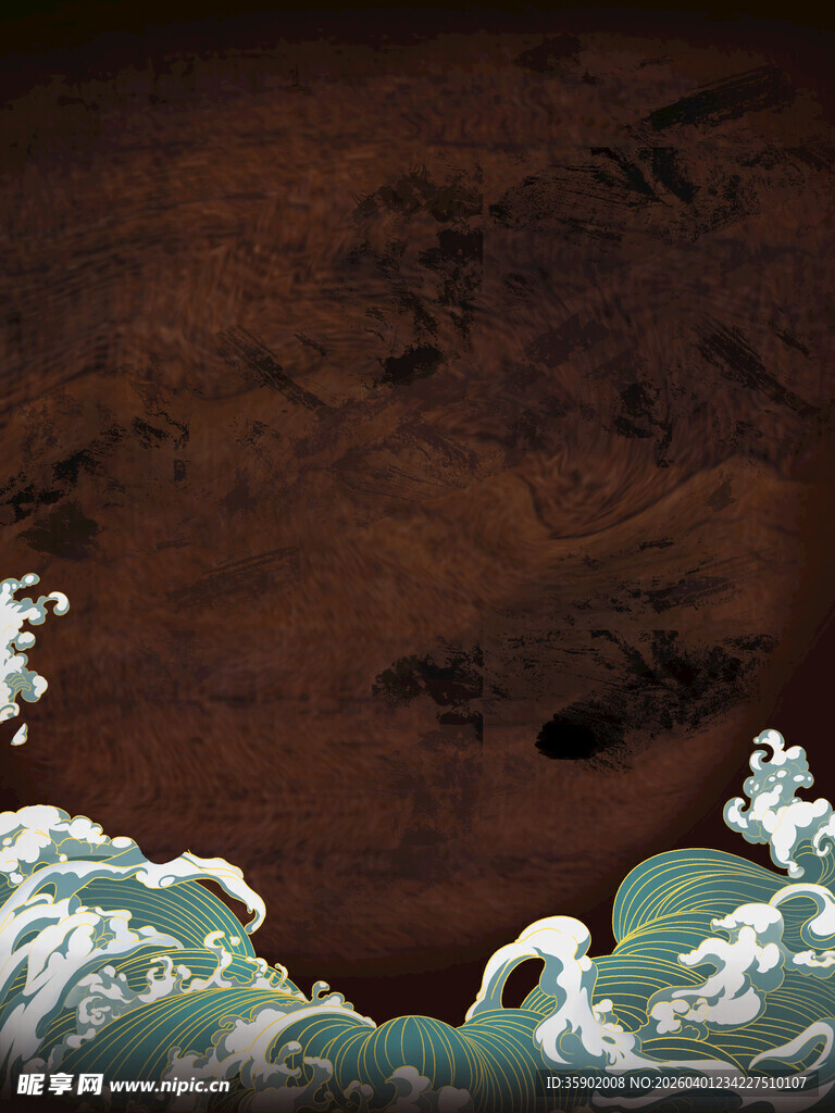 古风海浪与古朴背景画面