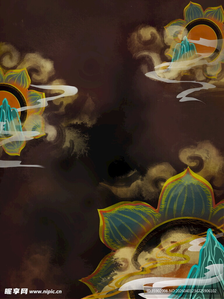 中式奇幻古风场景插画