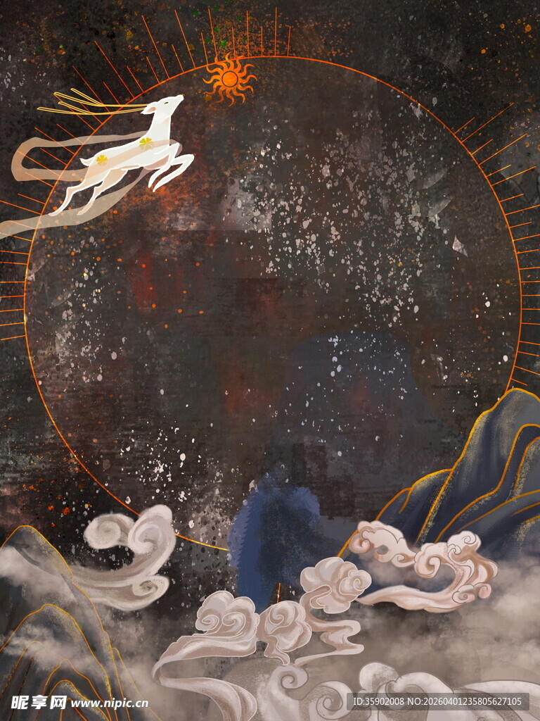 梦幻神话场景中的飞天神兽