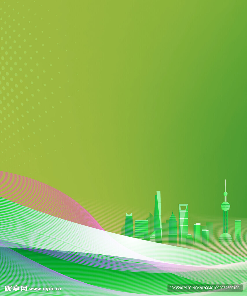 绿色城市天际线背景图
