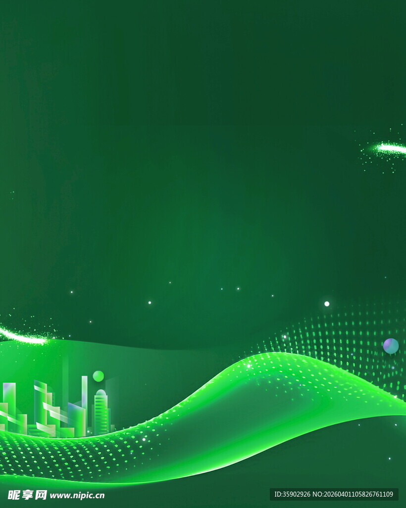 绿色动感线条科技背景图