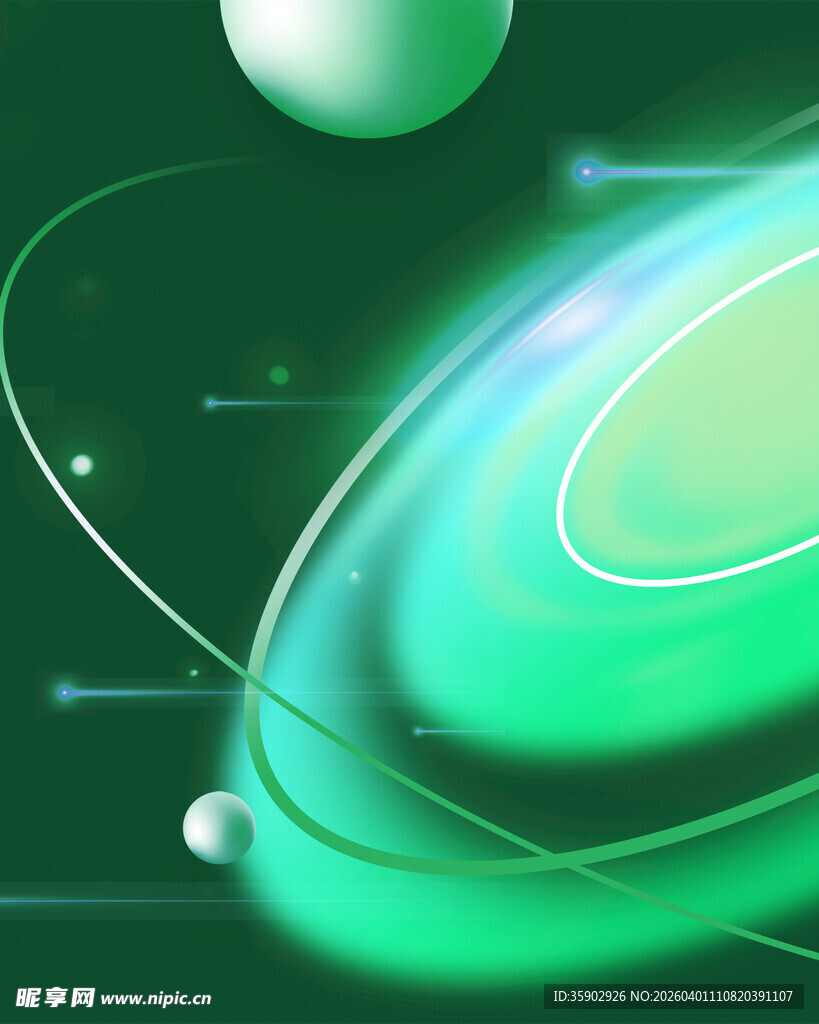 梦幻绿色科技感宇宙背景