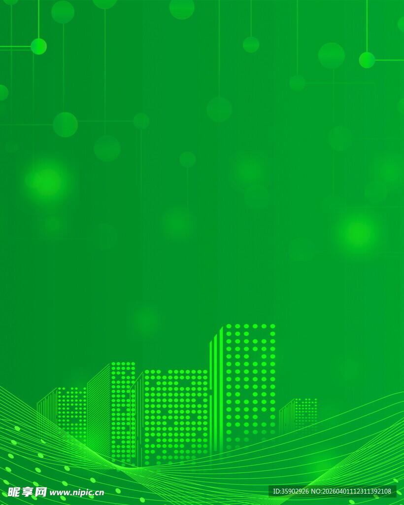 绿色科技感城市背景图