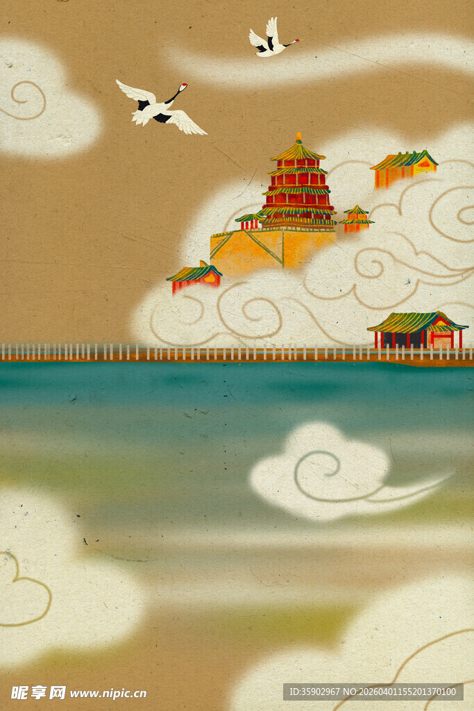 海上楼阁风景图