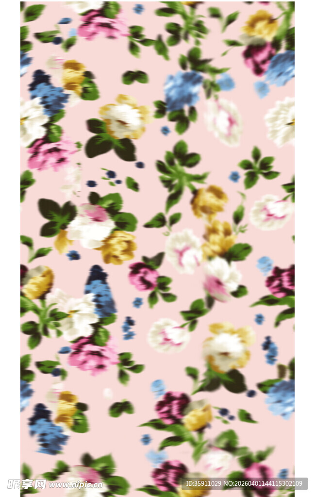 粉色花卉蝴蝶印花图案