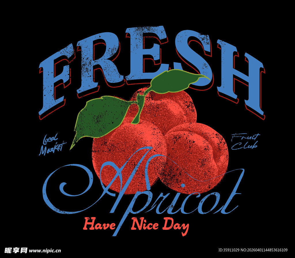 新鲜杏子图案T恤设计