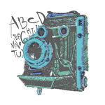 复古手绘风格的老式相机