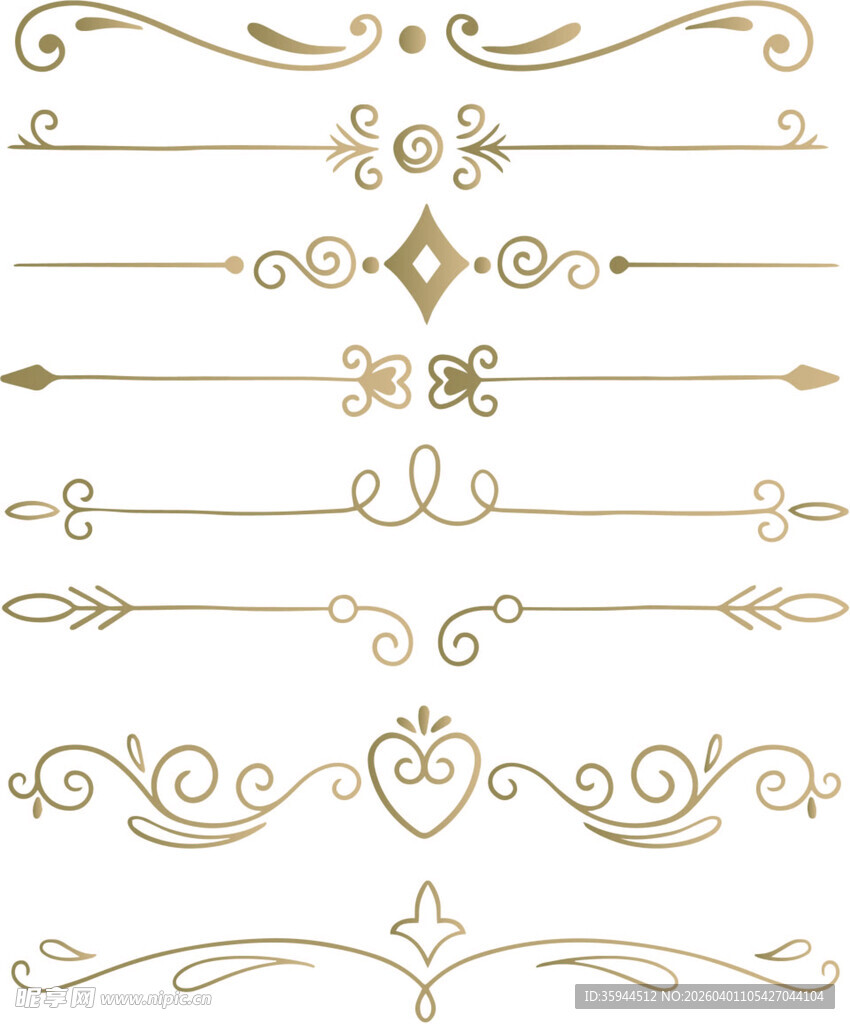 金色复古装饰花纹元素集