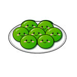 一盘翠绿的卡通青苹果