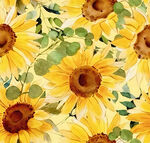 水彩风向日葵花卉图案