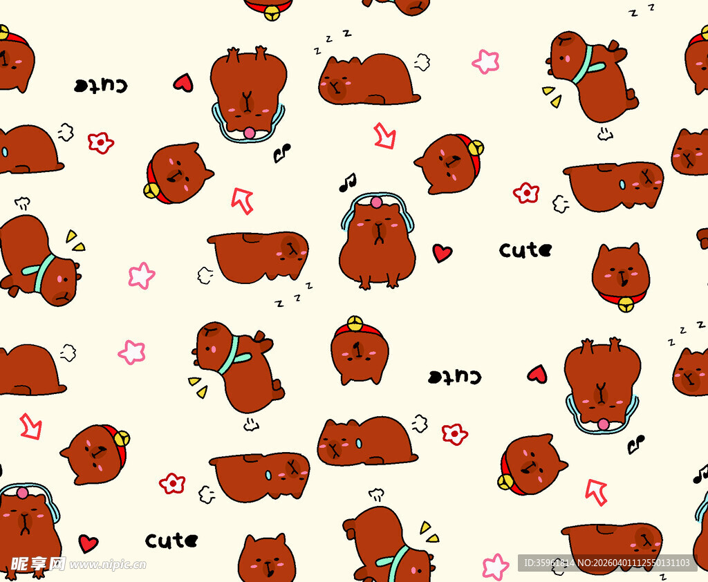 可爱猫咪爱心图案背景