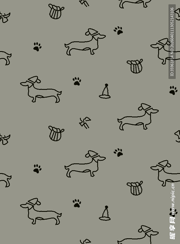 简约小狗图案无缝背景图