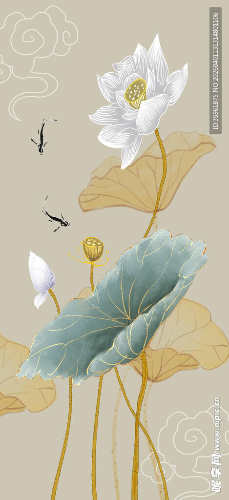 水墨荷花图 雅致自然之景