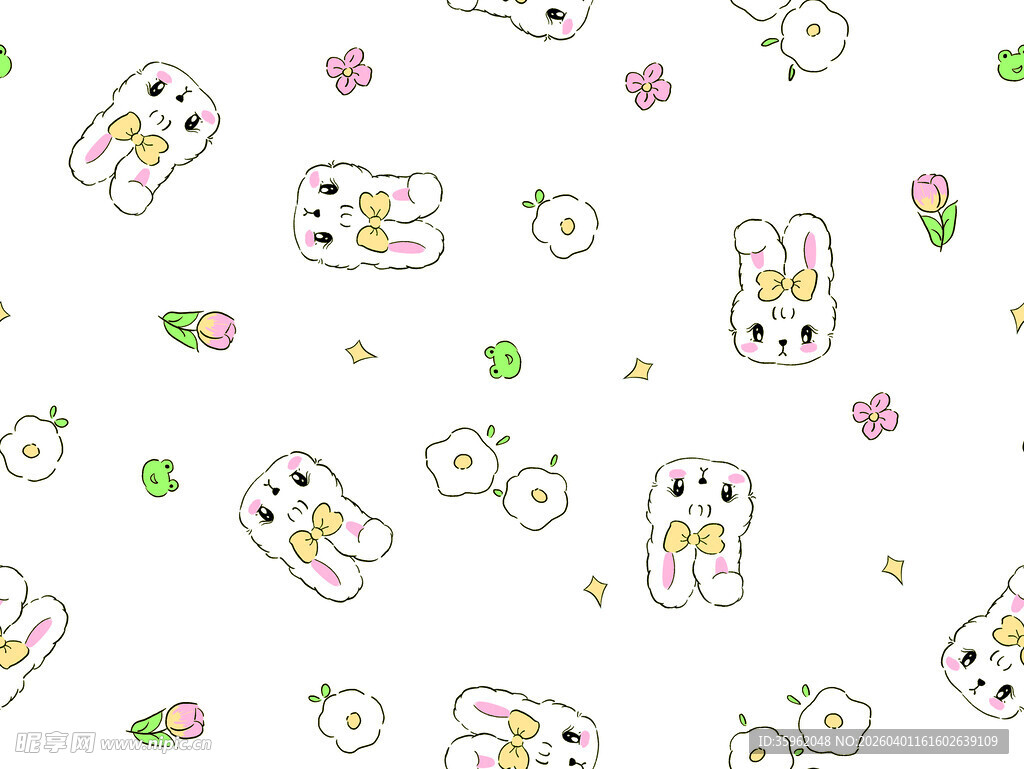 可爱兔子图案卡通背景图