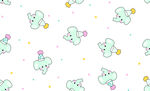 可爱小象卡通无缝图案背景
