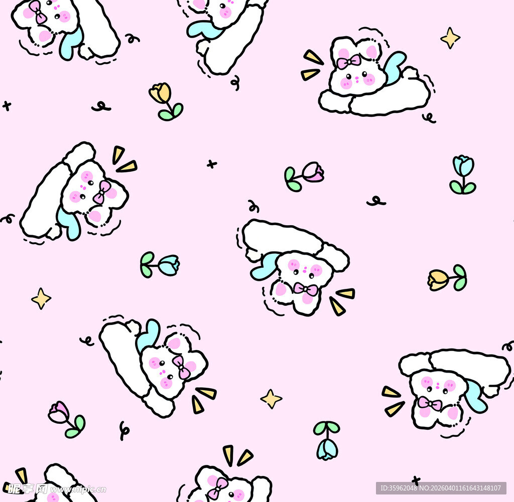 可爱卡通动物无缝图案