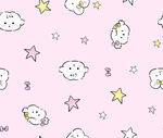 粉色卡通星星云朵图案