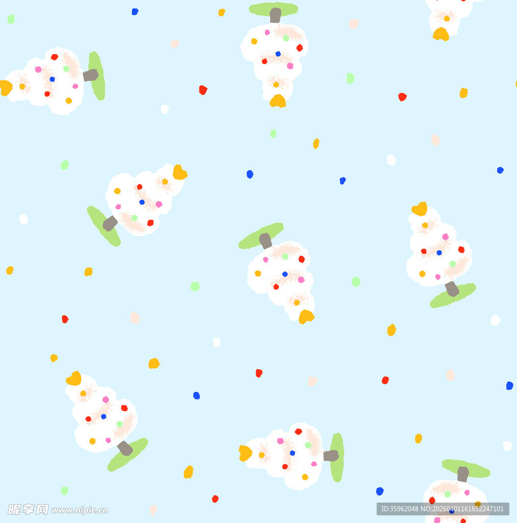 浅蓝色水果碎花图案背景