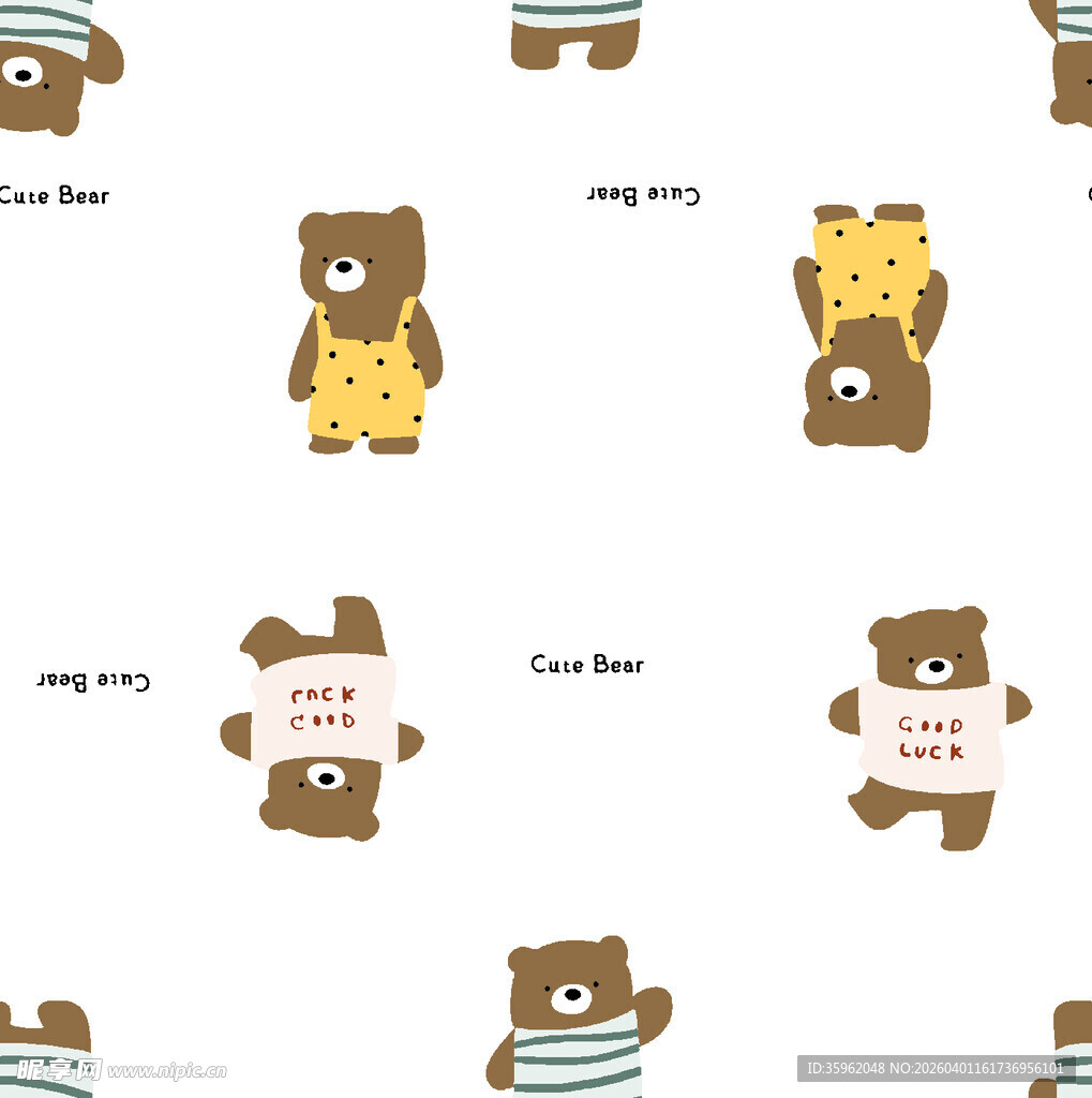 可爱小熊图案无缝背景图