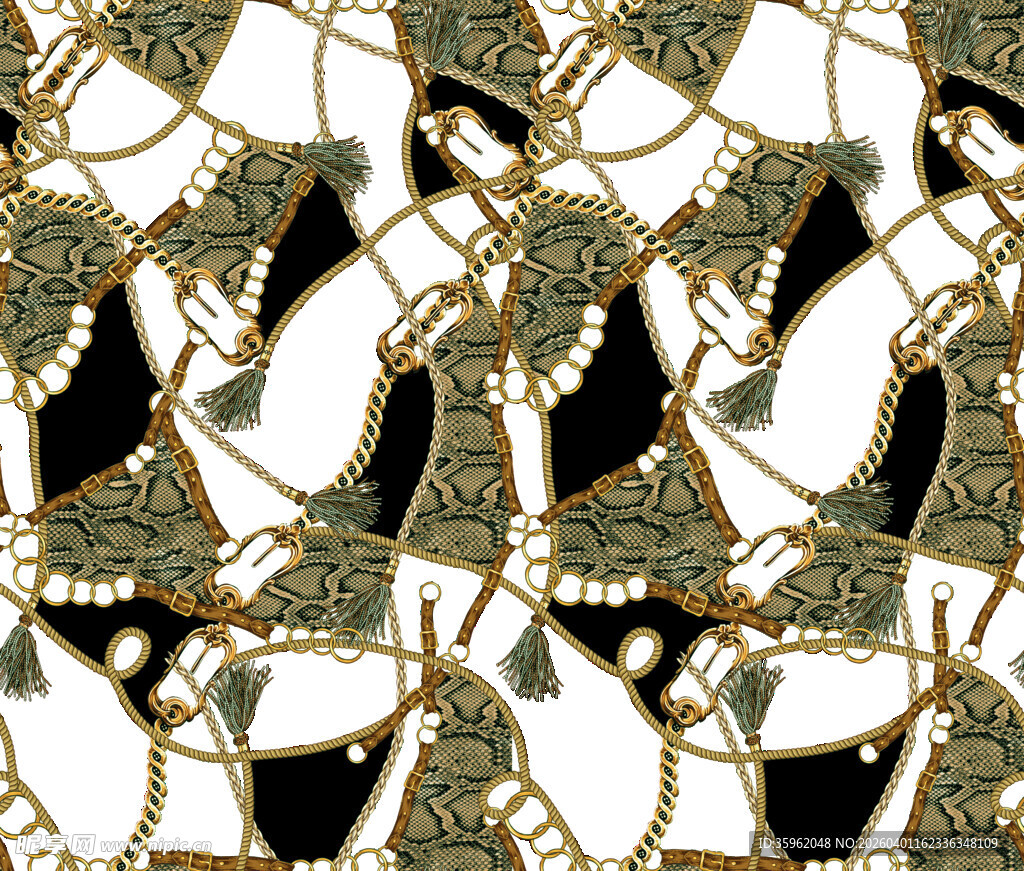 复古风几何链条图案设计