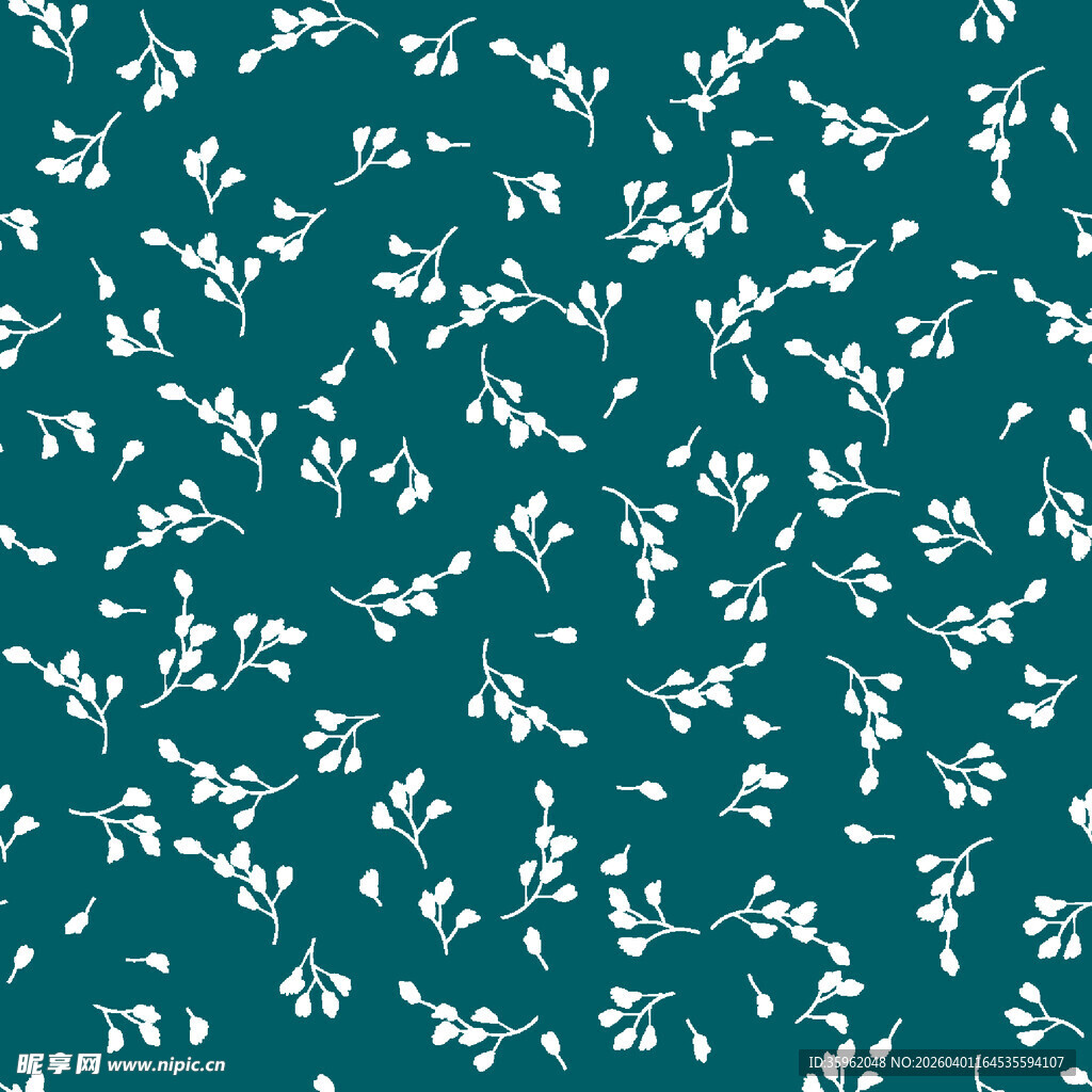 蓝底白花植物图案纹理