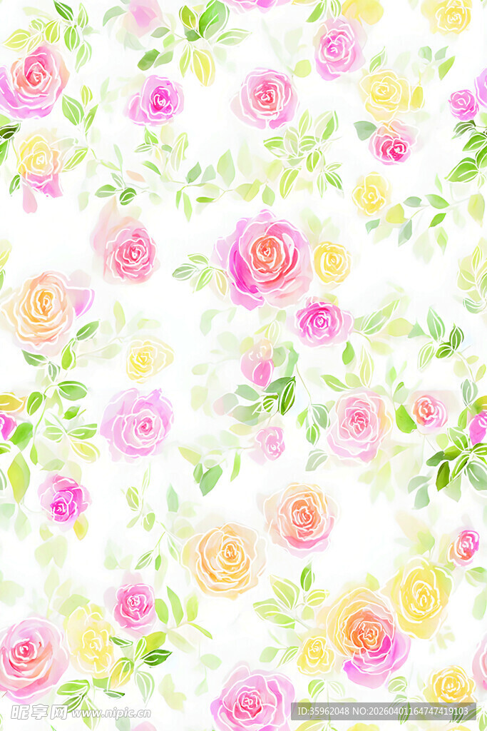 清新水彩花卉图案背景