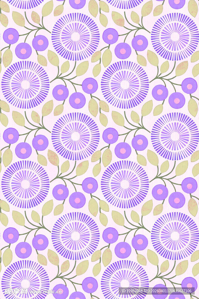 紫色花卉几何图案背景