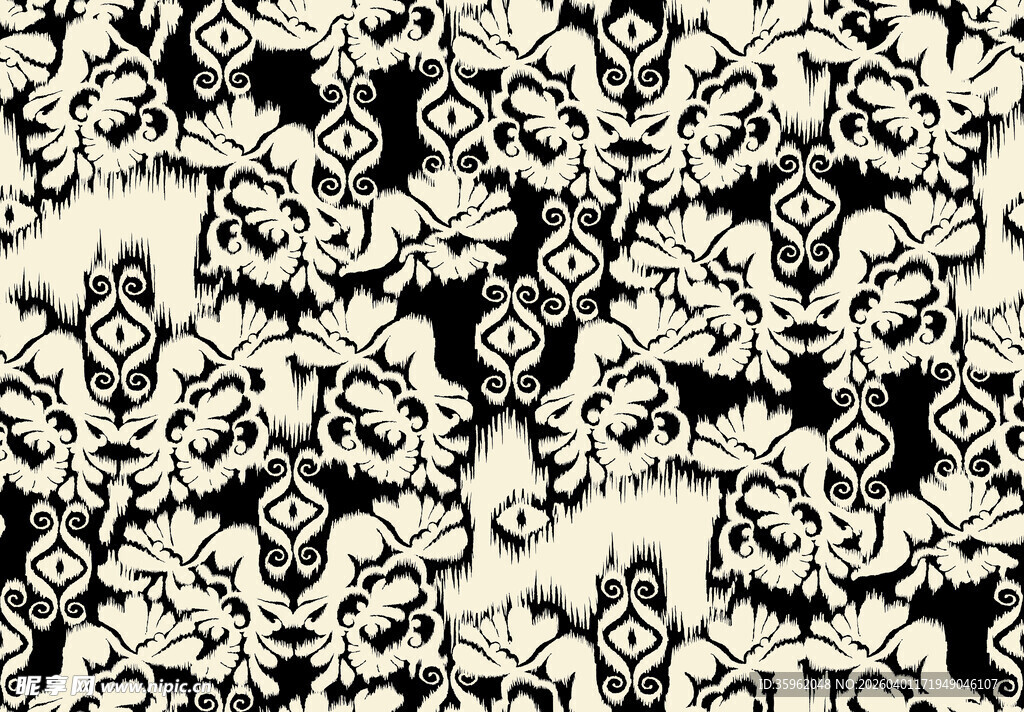 黑白花卉图案纹理背景