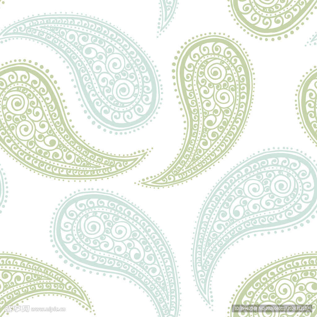 清新佩斯利花纹图案背景