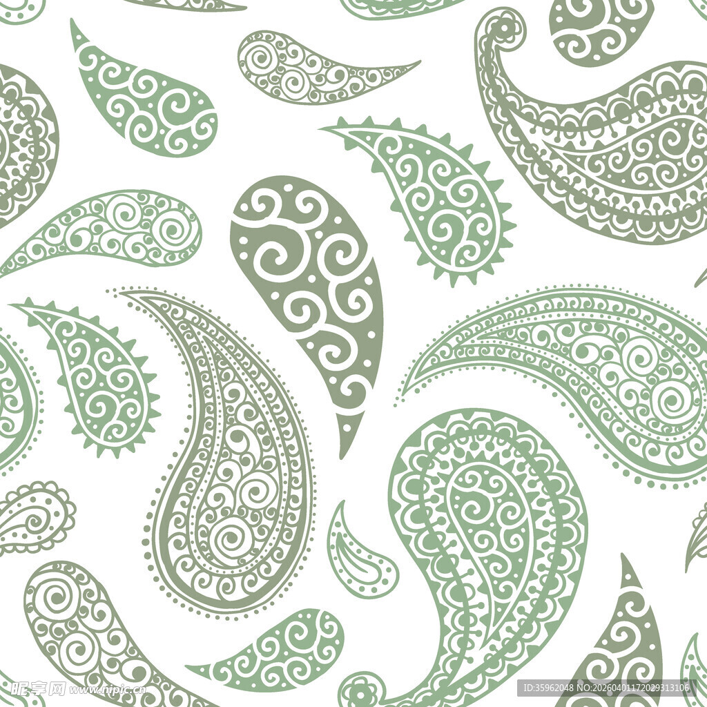 绿色佩斯利花纹图案背景