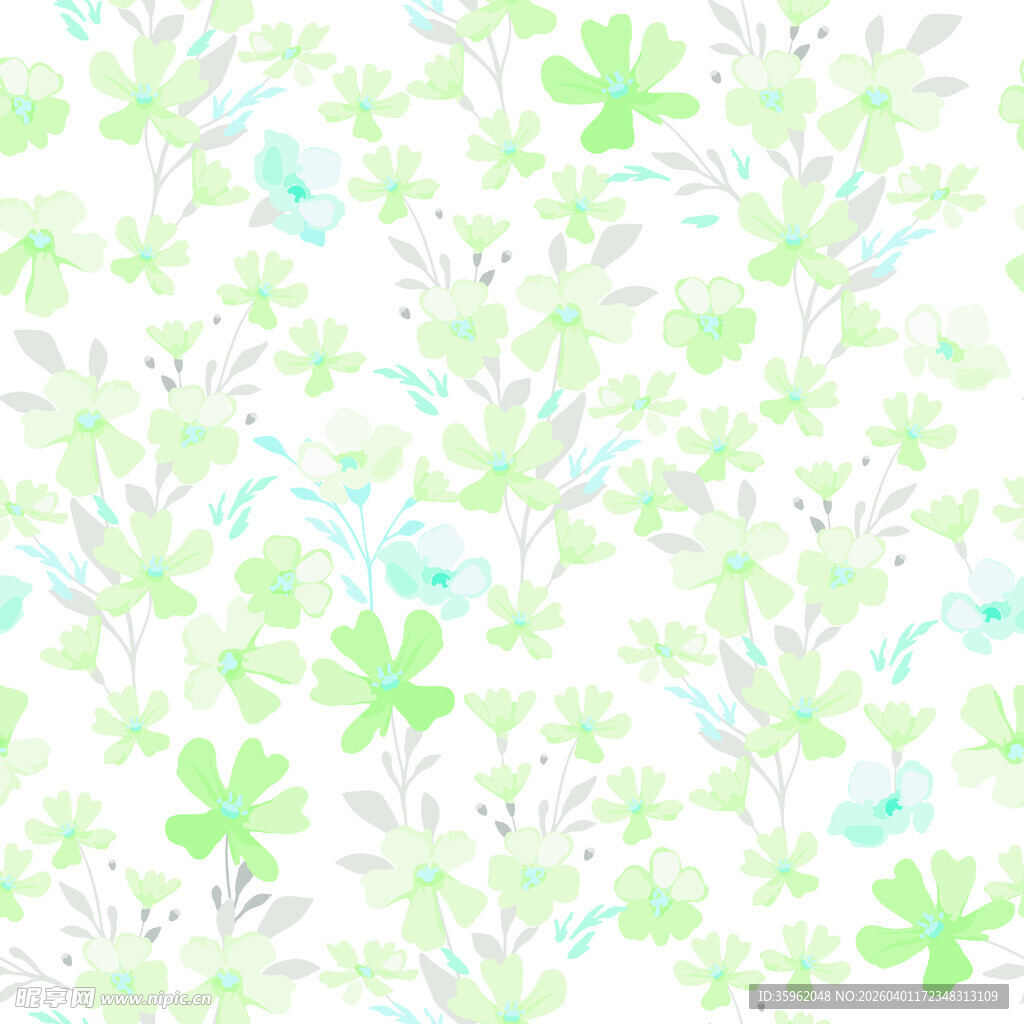 清新绿植花卉图案背景