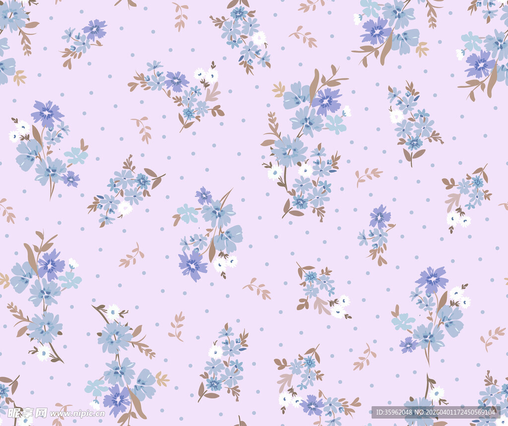 淡紫色花卉图案布料纹理