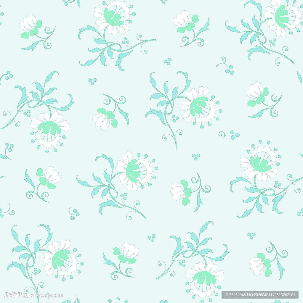 清新浅绿色花卉图案背景