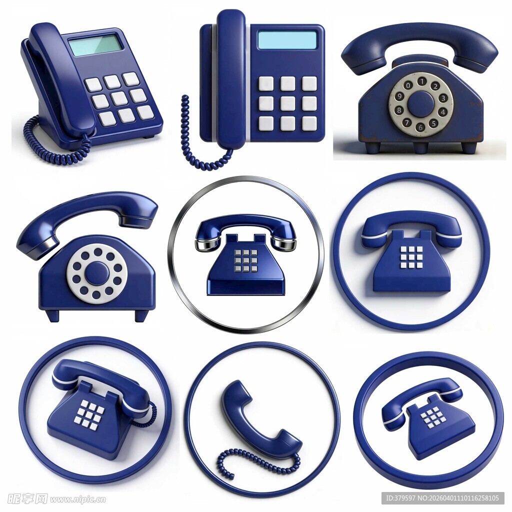 多样复古电话座机图标集合