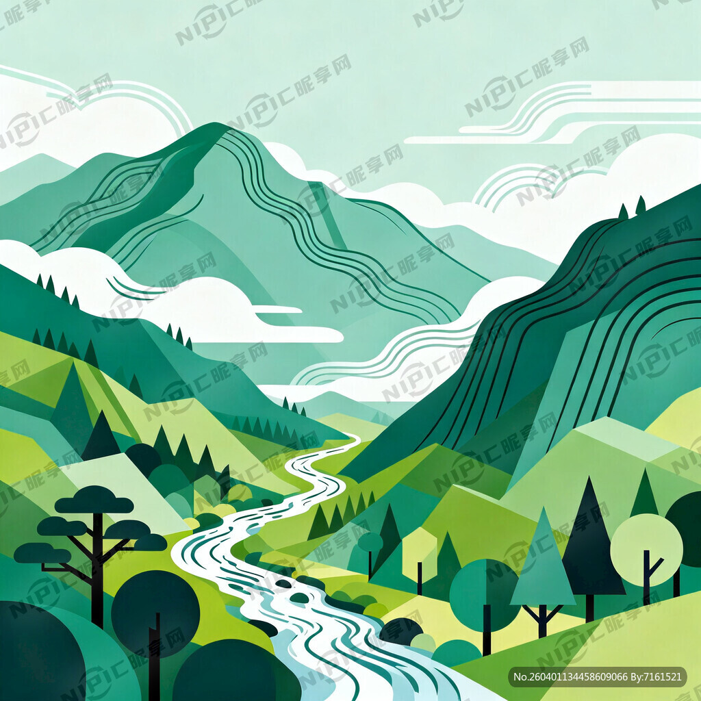 请生成一张矢量的福建云霄的山水