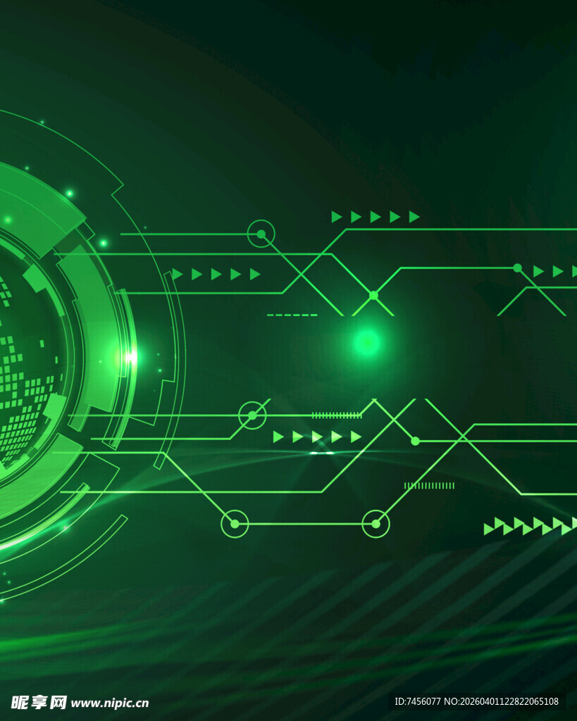 科技感绿色数字界面背景