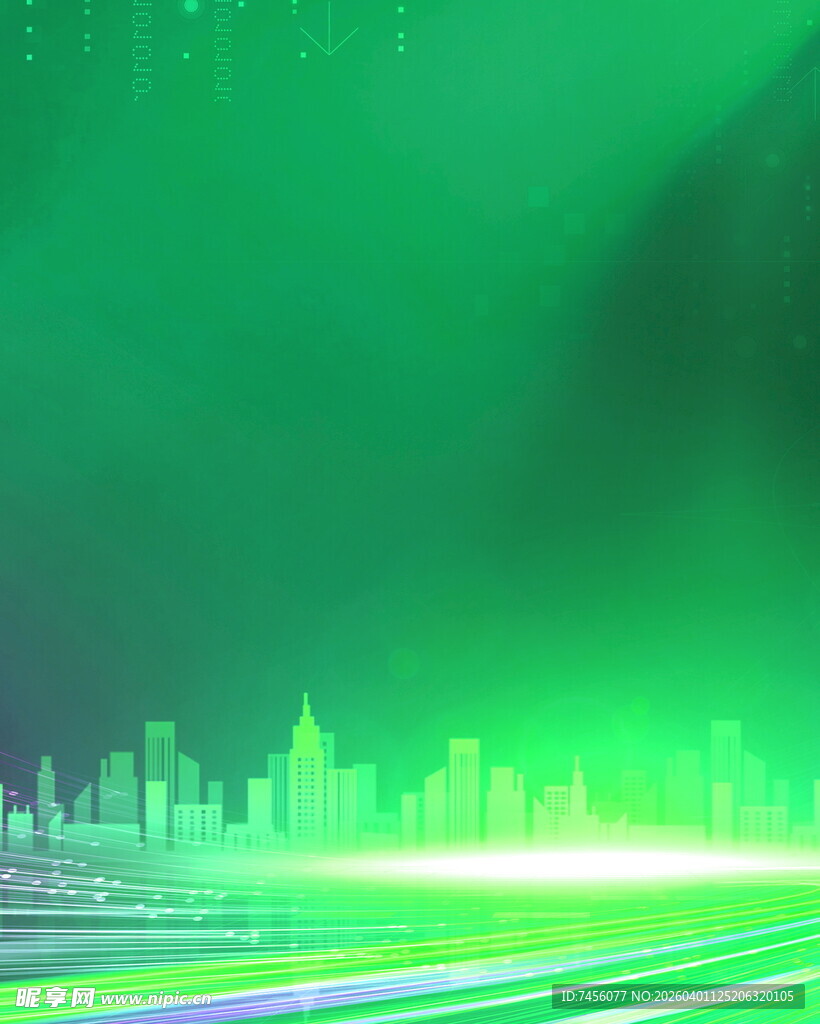 绿色科技城市梦幻背景图