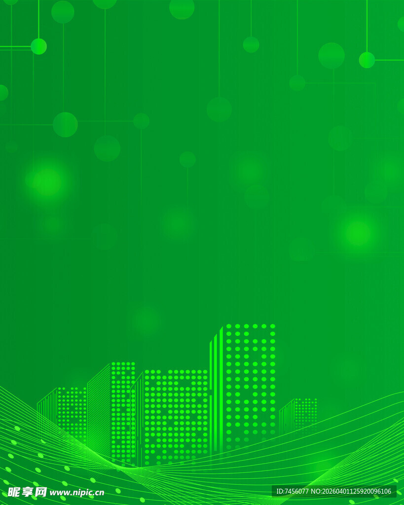 绿色科技风城市背景图