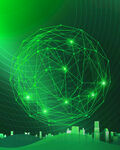 科技感绿色网络城市景观